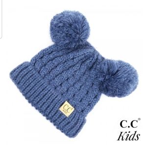 C.C.Beanie Double Pompom Beanie Dk Denim